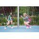 4lck pink socks with Mouth and tongue, girls on a swing