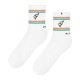 4lck white socks with rainbow stripes and inscription Free Planet, Unisex, lgbt socks