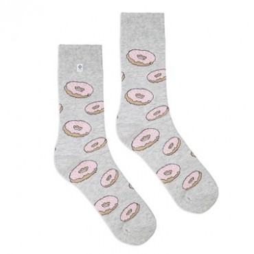 4lck.com grey funny socks with pink donuts, for girl