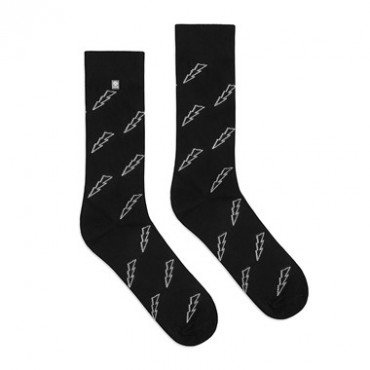 4lck Fashion black socks with Silver lightning, for party outlook