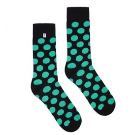 4lck black socks with green Mint dots, fashion colourful socks