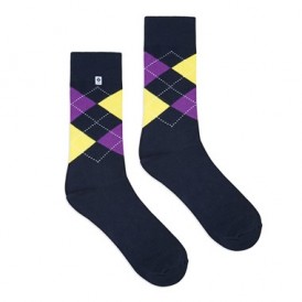 4lck dark blue socks with yellow Diamonds, colourful socks for suit