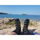 4lck Black Socks with green funny Turtle, for ladies