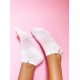 White bamboo ankle socks with pink stripes and bow 4lck.com