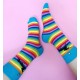 4lck rainbow stripe socks with black unicorn on the uppers