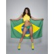 4lck Beautiful girl with Brazil flag and yellow Football Socks with green number 10 
