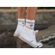 4lck white socks with rainbow stripes and inscription Free Planet, Unisex, lgbt socks