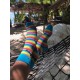4lck rainbow stripe socks with black unicorn on the uppers