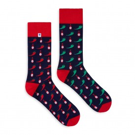 4lck socks Red and green Chili Pepper and hot sauce on blue background, for girl