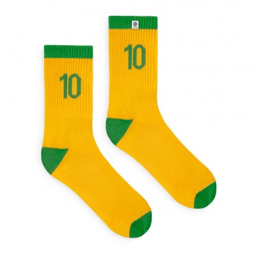 4lck Żółte Skarpetki z zielonym numerem 10 - Piłka nożna - Brazylia