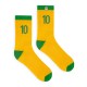 4lck yellow Football Socks with green number 10 - Brazil