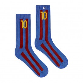 4lck blue Socks with vertical maroon stripes and number 10 - football - Barcelona