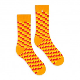 Yellow orange checkered socks