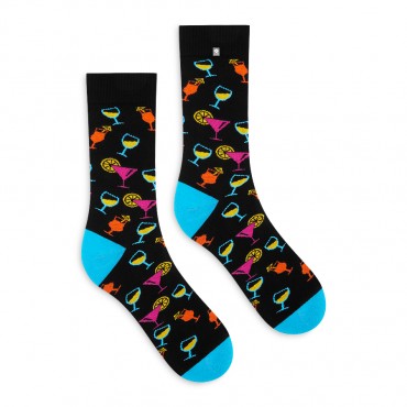 4lck colorful funny socks with Party motif, colorful drink, glass