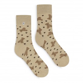 4lck Cafe latte cosy socks with brown Teddy Bear