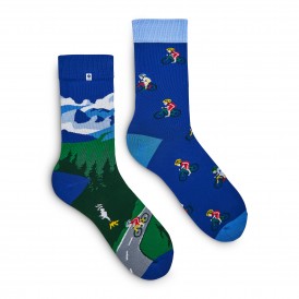 4lck colorful Socks with bicycles and mountain view