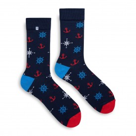 Navy blue socks with sea motifs