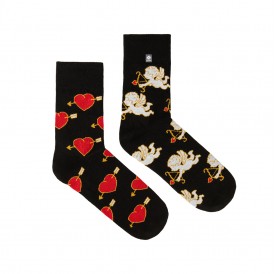 4lck Black socks with Cupids and red Hearts