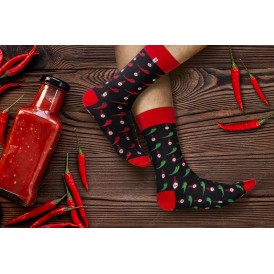 4lck socks Red and green Chili Pepper and hot sauce on blue background, for men