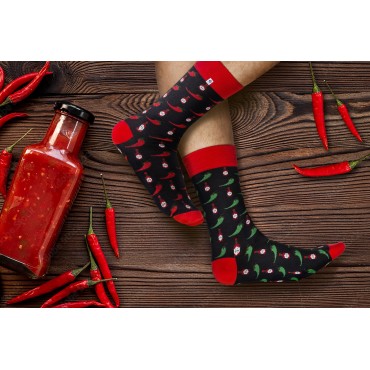 4lck socks Red and green Chili Pepper and hot sauce on blue background, for girl