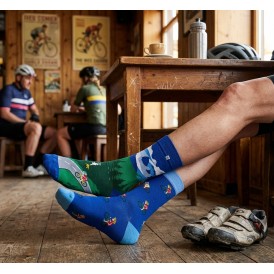 4lck colorful Socks with bicycles and mountain view