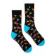 4lck black funny socks with Party motif, colorful drink, glass