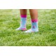 Funny Socks with pink Flamingo on blue background 4lck.com