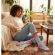 Funny Socks with pink Flamingo on blue background 4lck.com