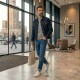 4lck.com Gładkie bambusowe niebiesko szare skarpetki
