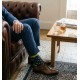 4lck dark blue socks with green welt and colourful dots