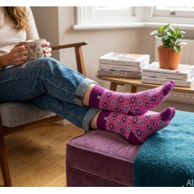 4LCK Funny pink flowers socks, skarpetki różowe w kwiatki 4lck.com