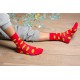 4lck funny red socks with yellow emoticon, smile